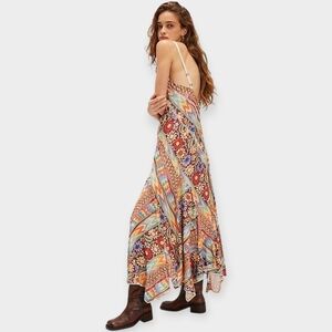 Free People Scenic Route Maxi Dress XS Floral Boho Handkerchief NWT
